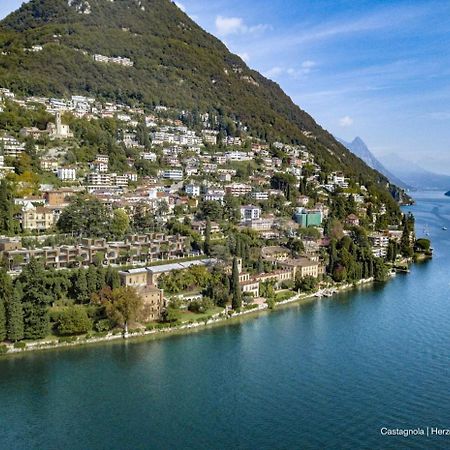 Attico Con Vista Panoramica Sul Lago - Due Camere Lugano Exterior foto